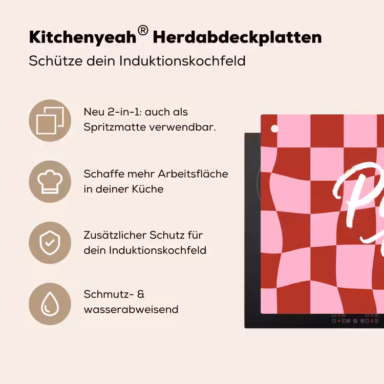 Pinky up - Geblokt - Bordeauxrood Inductie beschemer met haakjes klein -ky-usp-de