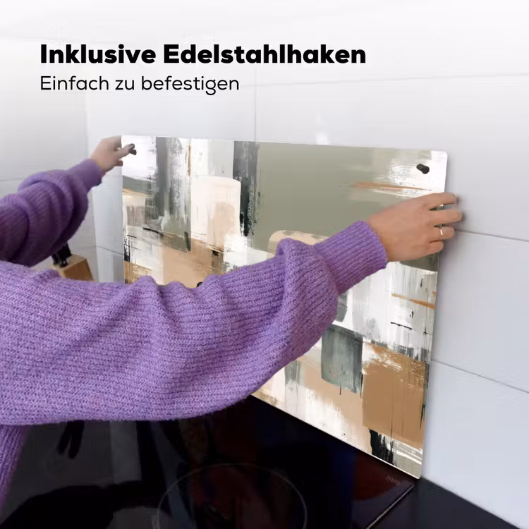 Penseelstreken - Abstract - Aardetinten Inductie beschemer met haakjes klein -ky-ophangen-de