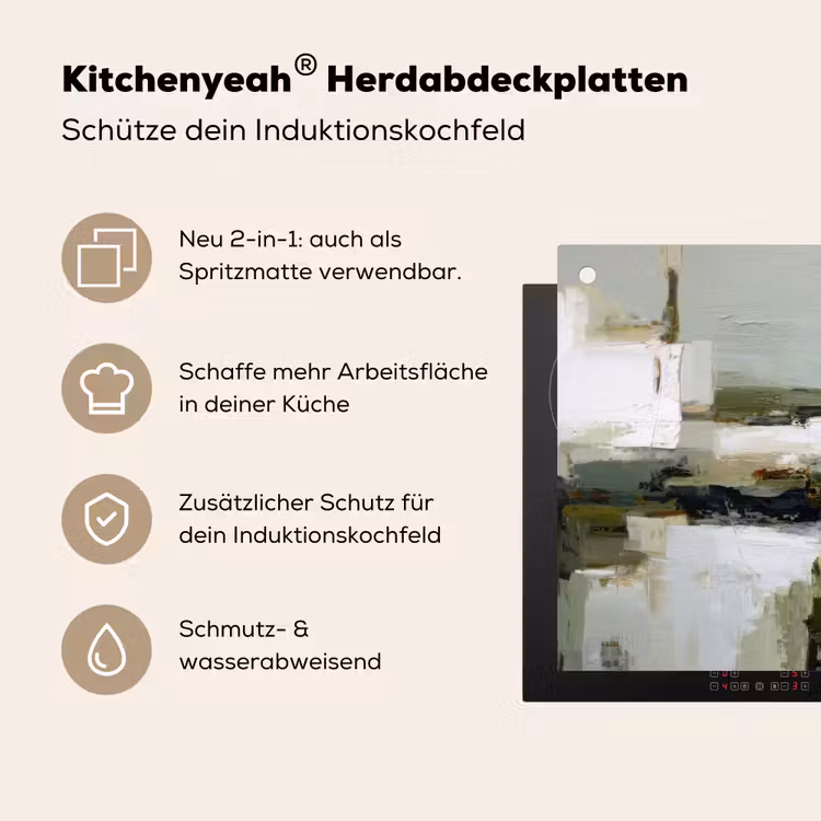 Penseelstreken - Groen - Abstract - Japandi Inductie beschemer met haakjes klein -ky-usp-de