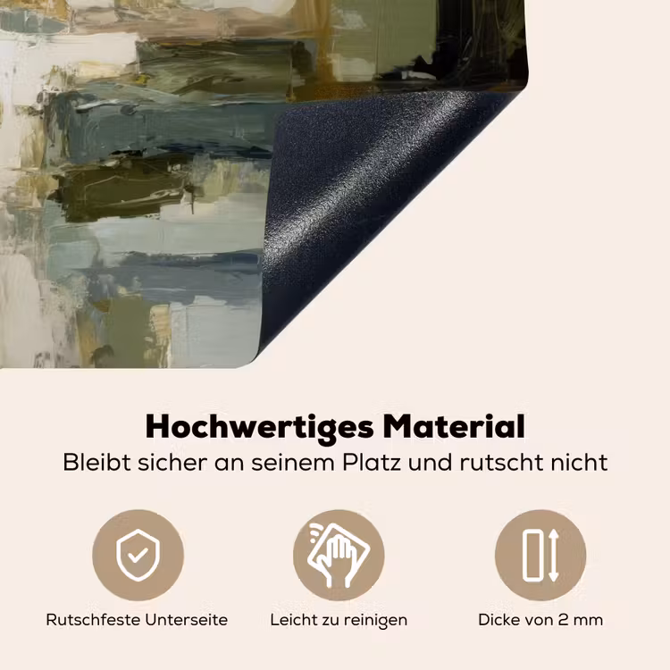 Penseelstreken - Groen - Abstract - Japandi Inductie beschemer met haakjes klein -ky-onderkant-de