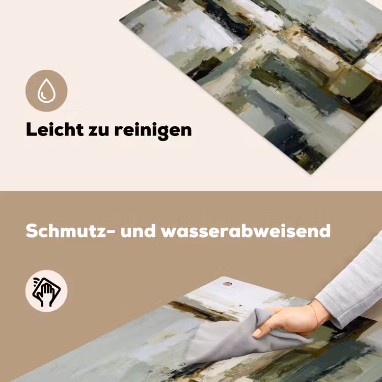 Penseelstreken - Groen - Abstract - Japandi Inductie beschemer met haakjes klein -ky-schoon-de