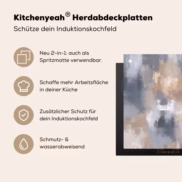 Penseelstreken - Schilderij - Beige Inductie beschemer met haakjes klein -ky-usp-de