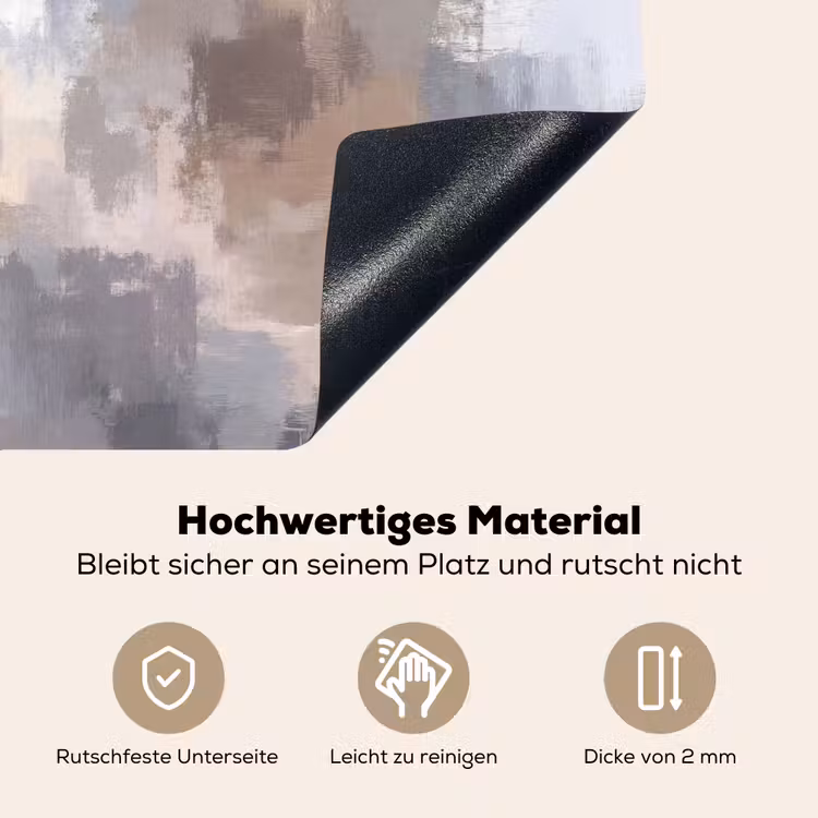 Penseelstreken - Schilderij - Beige Inductie beschemer met haakjes klein -ky-onderkant-de