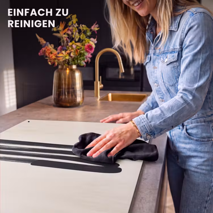 2-in-1 Herdabdeckplatte & Spritzschutz - Pinselstriche - Vertikal - Schwarz - Penseelstreken - Verticaal - Zwart Inductie beschemer met haakjes klein