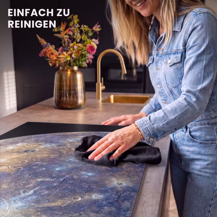 2-in-1 Herdabdeckplatte & Spritzschutz - Planet – Krater – Weltraum - Planeet - Kraters - Ruimte Inductie beschemer met haakjes klein