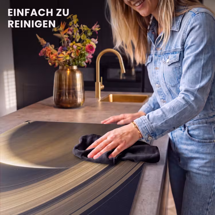 2-in-1 Herdabdeckplatte & Spritzschutz - Planet – Ringe – Weltraum - Planeet - Ringen - Ruimte Inductie beschemer met haakjes klein