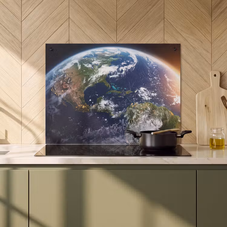 2-in-1 Herdabdeckplatte & Spritzschutz - Planet – Weltraum – Kosmos - Planeet - Ruimte - Kosmos Inductie beschemer met haakjes klein