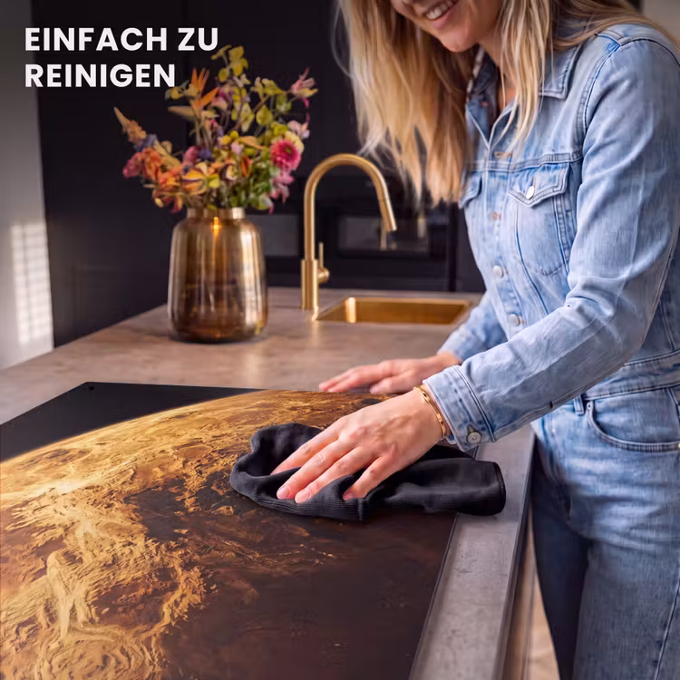 2-in-1 Herdabdeckplatte & Spritzschutz - Planet – Weltraum – Orange - Planeet - Ruimte - Oranje Inductie beschemer met haakjes klein