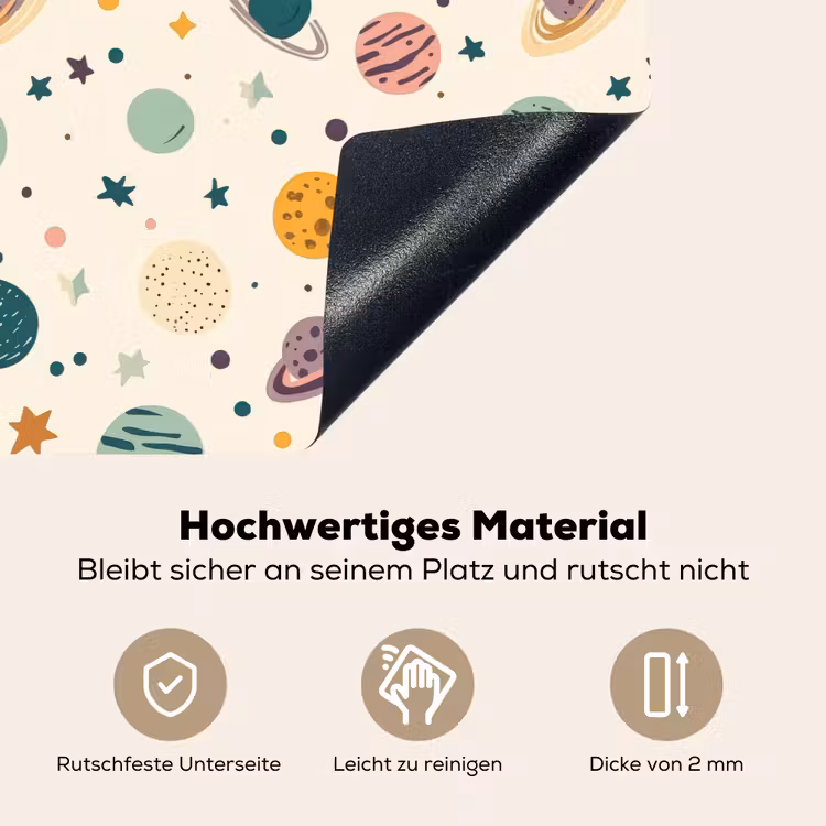 Planeten - Retro - Kleurrijk Inductie beschemer met haakjes klein 777 -ky-onderkant-de