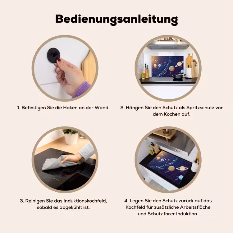 Planetenstelsel - Ruimte - Illustratie Inductie beschemer met haakjes klein -ky-gebruik-de