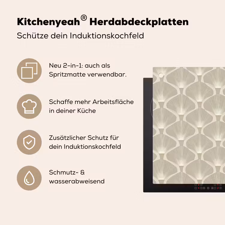 Paneel - Ginkgo - Zand Inductie beschemer met haakjes klein 777 -ky-usp-de
