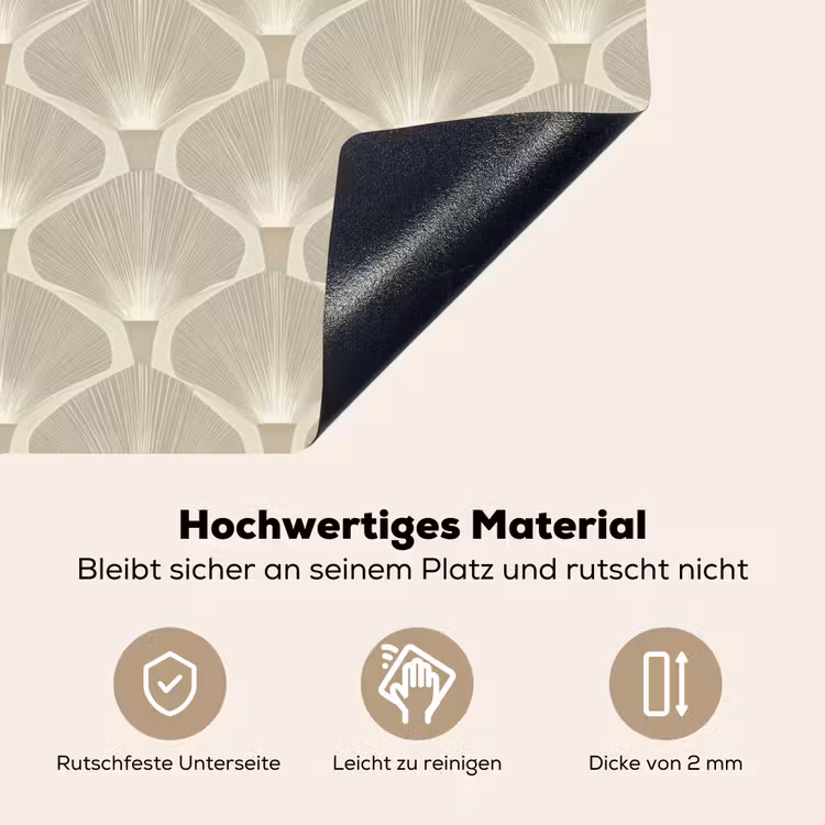 Paneel - Ginkgo - Zand Inductie beschemer met haakjes klein 777 -ky-onderkant-de