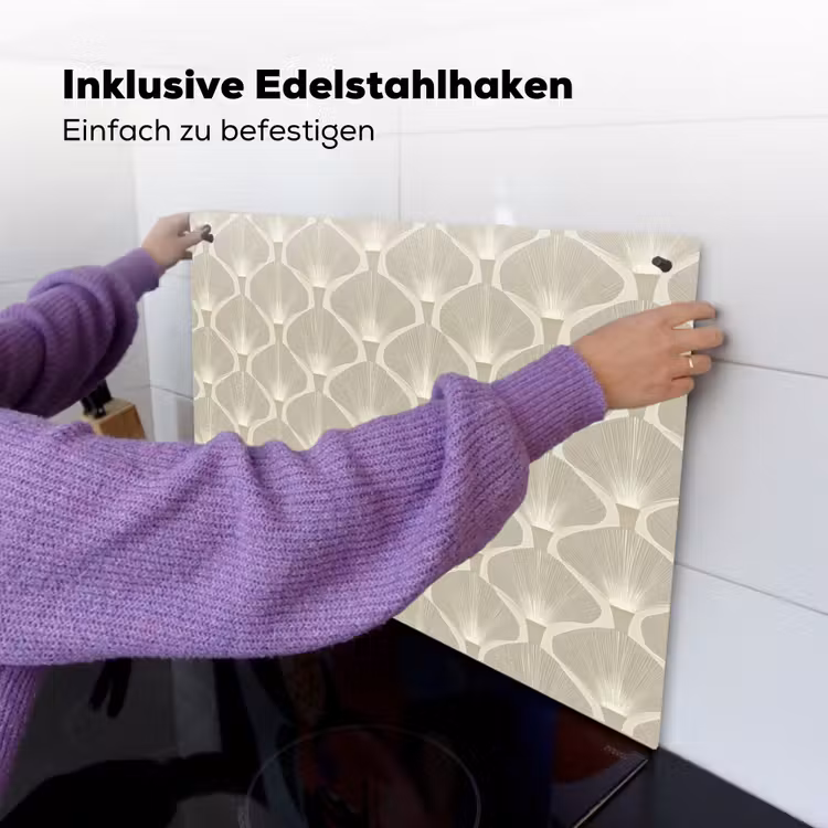 Paneel - Ginkgo - Zand Inductie beschemer met haakjes klein 777 -ky-ophangen-de