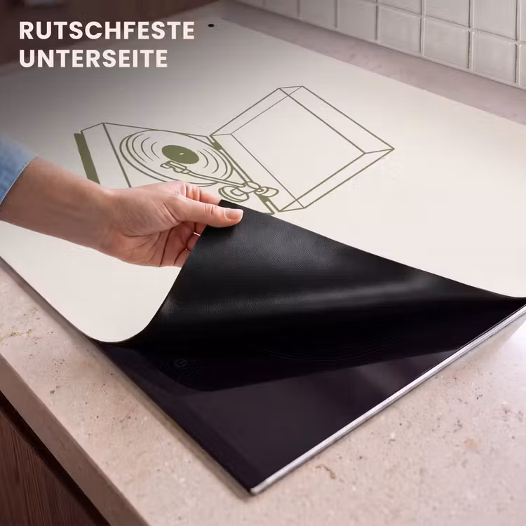 Platenspeler - Vinyl - Muziek - Minimalistisch - Groen Inductie beschemer met haakjes klein -ky-onderkant-de