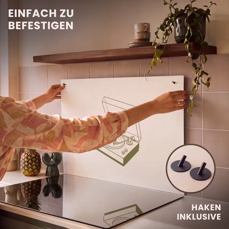 Platenspeler - Vinyl - Muziek - Minimalistisch - Groen Inductie beschemer met haakjes klein -ky-ophangen-de