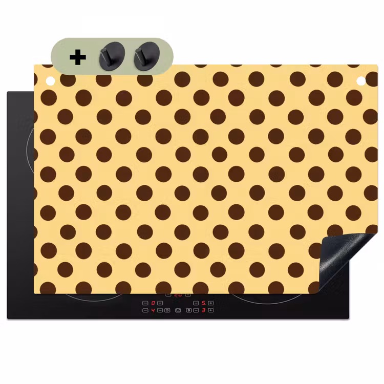 Polka Dot - Stippen - Retro - Geel - Bruin Inductie beschemer met haakjes klein 777 -3d