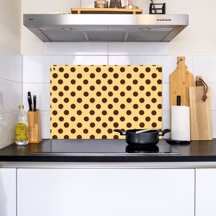 Polka Dot - Stippen - Retro - Geel - Bruin Inductie beschemer met haakjes klein 777 -sfeer2