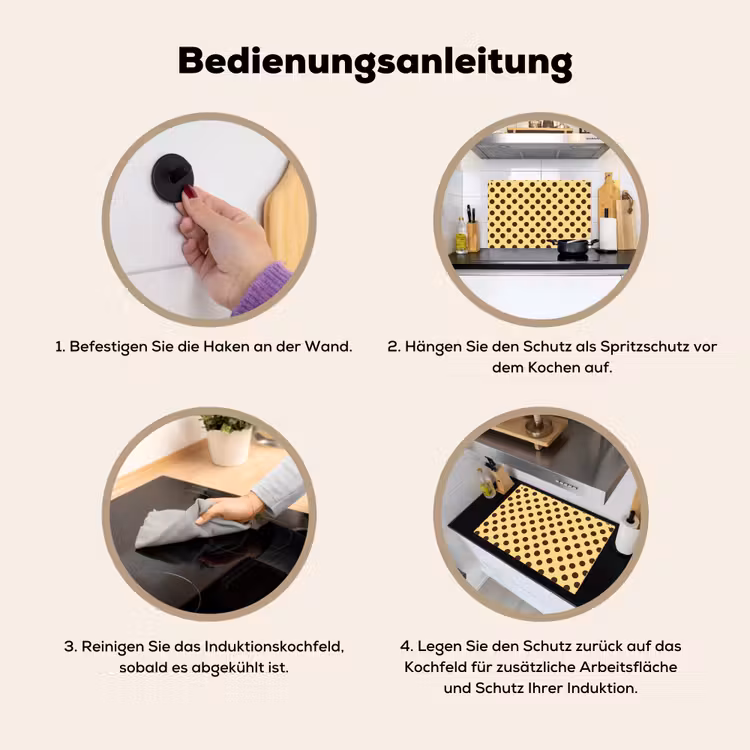 Polka Dot - Stippen - Retro - Geel - Bruin Inductie beschemer met haakjes klein 777 -ky-gebruik-de