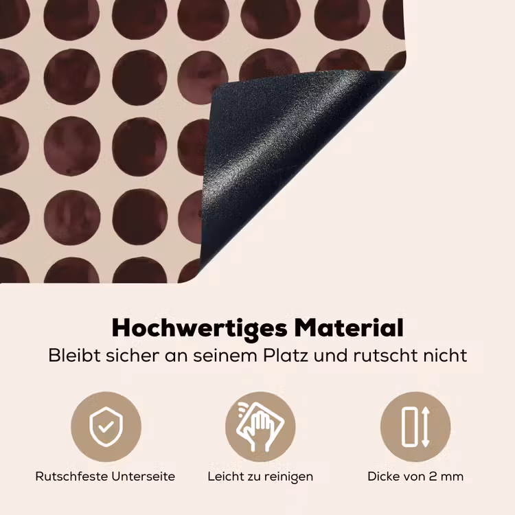 Stippen - Patroon - Bruin Inductie beschemer met haakjes klein 777 -ky-onderkant-de