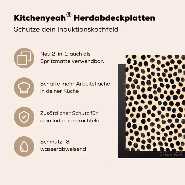 Stippen - Patroon - Zwart Inductie beschemer met haakjes klein 777 -ky-usp-de