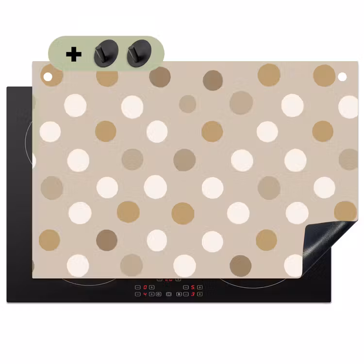 Polka - Dots - Beige Inductie beschemer met haakjes klein 777 -3d