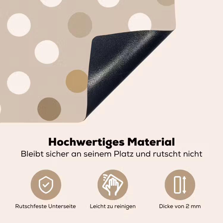 Polka - Dots - Beige Inductie beschemer met haakjes klein 777 -ky-onderkant-de
