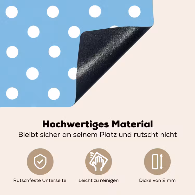 Polka - Dots - Blauw Inductie beschemer met haakjes klein 777 -ky-onderkant-de