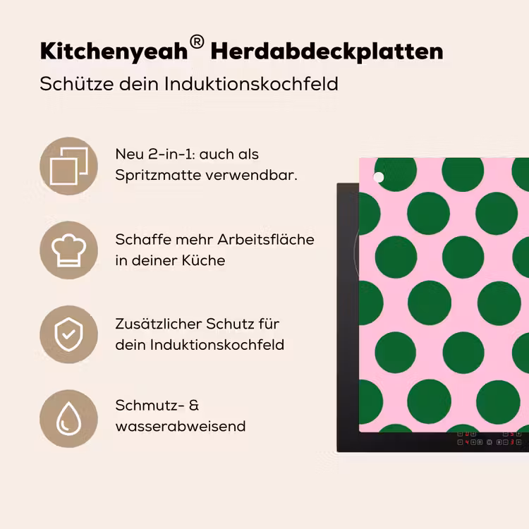 Polkadots - Patroon - Groen Inductie beschemer met haakjes klein 777 -ky-usp-de