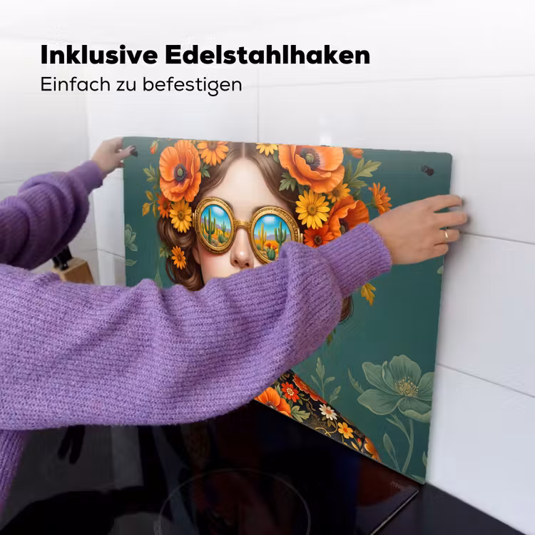 Portret - Vrouw - Kleurrijk - Expressief Inductie beschemer met haakjes klein -ky-ophangen-de