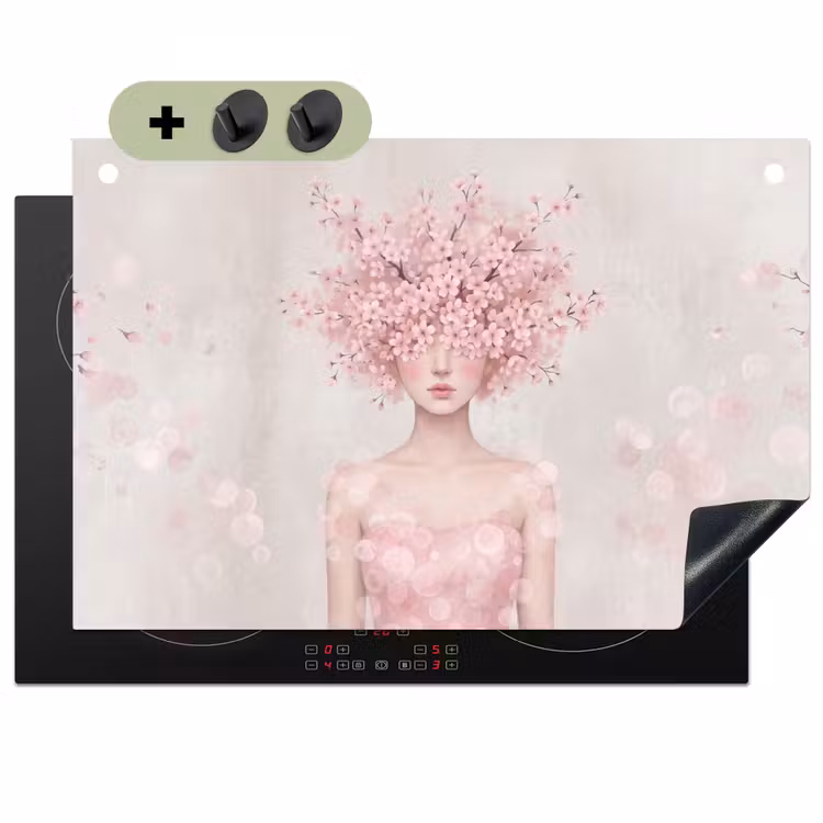 Portret - Kersenbloesem - Roze Inductie beschemer met haakjes klein -3d