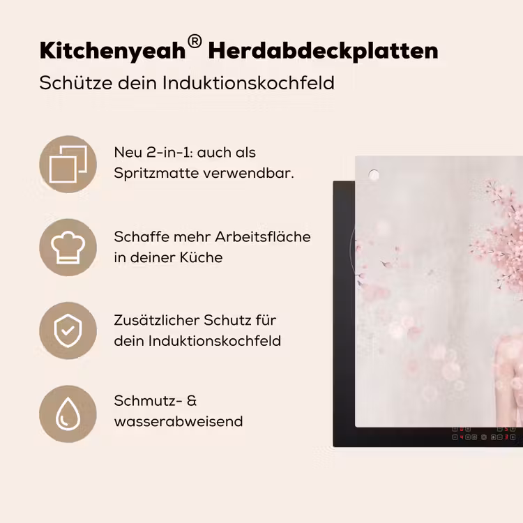 Portret - Kersenbloesem - Roze Inductie beschemer met haakjes klein -ky-usp-de