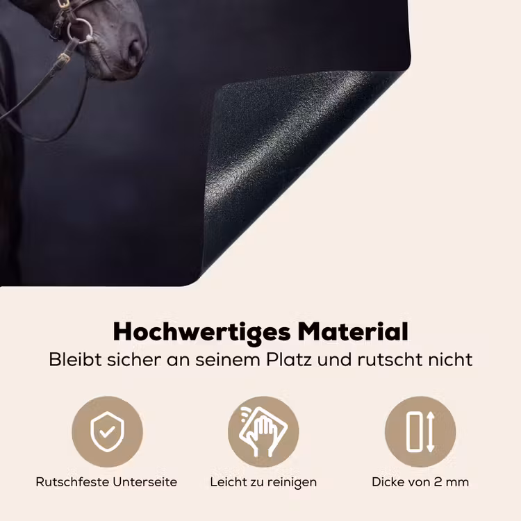 Portret - Paard - Donker Inductie beschemer met haakjes klein -ky-onderkant-de