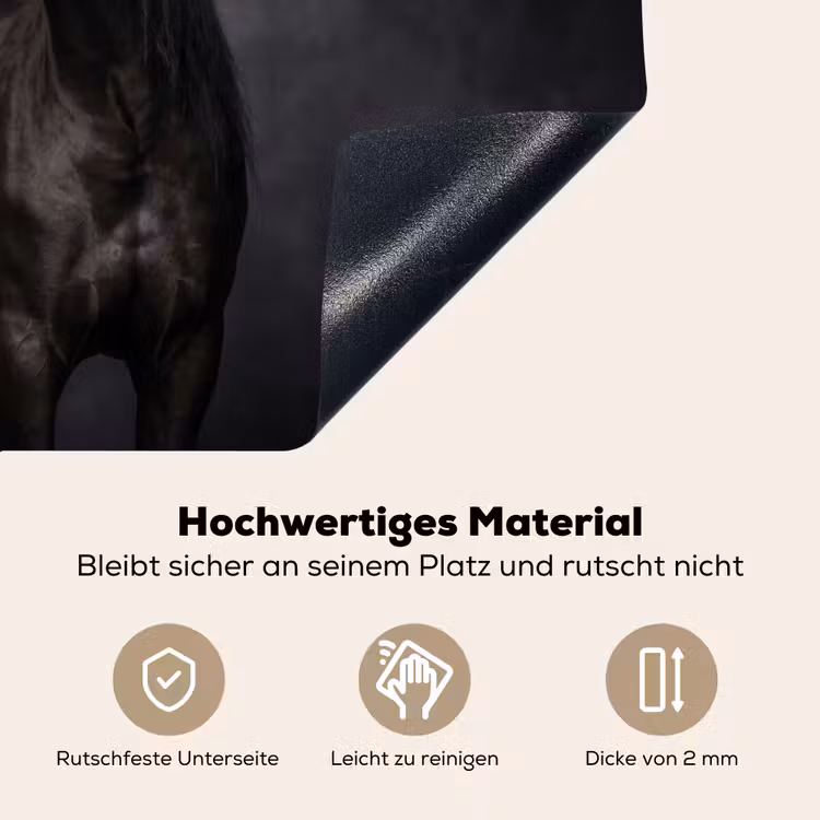 Portret - Paard - Zwart Inductie beschemer met haakjes klein -ky-onderkant-de