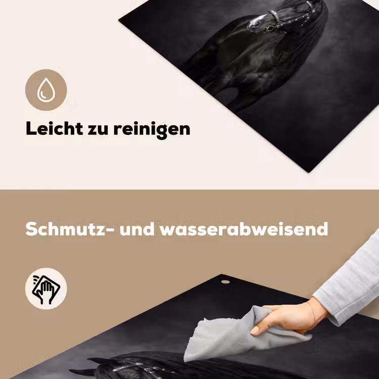 Portret - Paard - Zwart Inductie beschemer met haakjes klein -ky-schoon-de