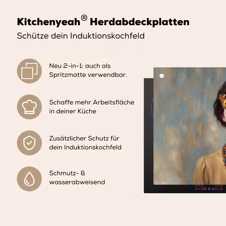 Portret - Vlinder - Kleurrijk Inductie beschemer met haakjes klein -ky-usp-de