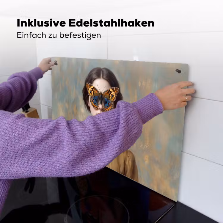 Portret - Vlinder - Kleurrijk Inductie beschemer met haakjes klein -ky-ophangen-de