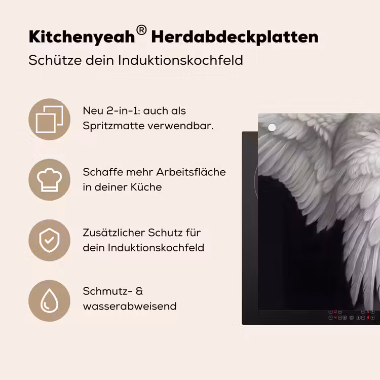 Portret - Zwaan - Zwart - Wit Inductie beschemer met haakjes klein -ky-usp-de