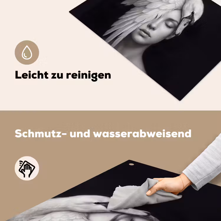 Portret - Zwaan - Zwart - Wit Inductie beschemer met haakjes klein -ky-schoon-de
