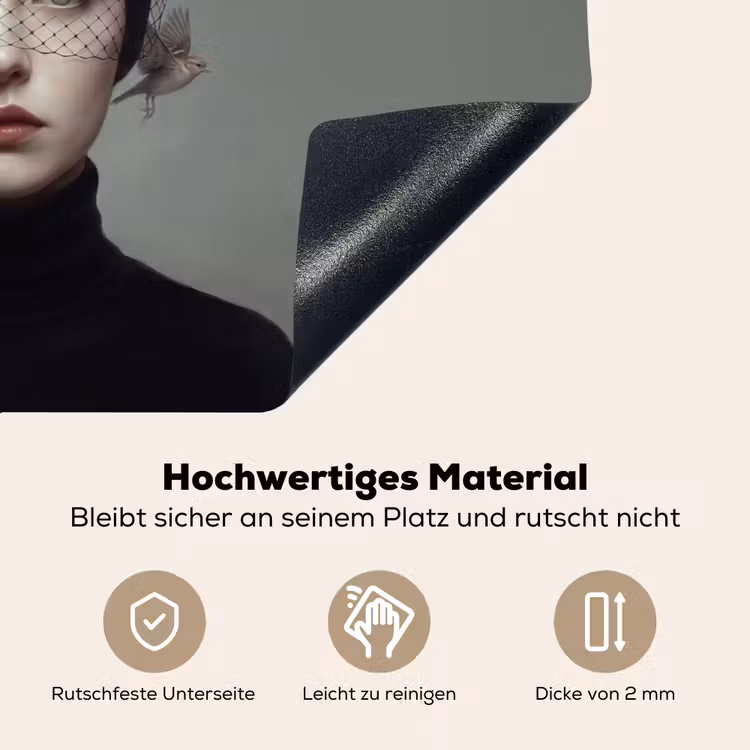 Portret - Vogels - Zwart Inductie beschemer met haakjes klein -ky-onderkant-de