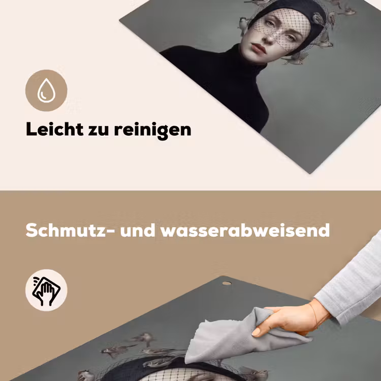 Portret - Vogels - Zwart Inductie beschemer met haakjes klein -ky-schoon-de