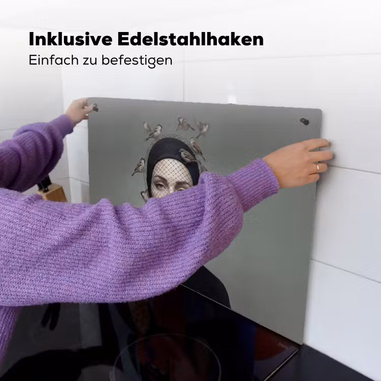 Portret - Vogels - Zwart Inductie beschemer met haakjes klein -ky-ophangen-de