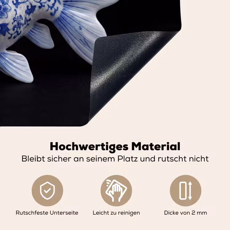Porselein - Goudvis - Delfts - Blauw Inductie beschemer met haakjes klein -ky-onderkant-de