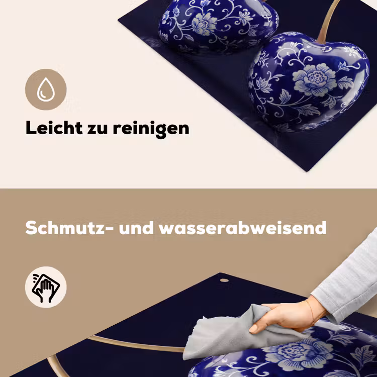 Porselein- Kersen - Delfts - Blauw Inductie beschemer met haakjes klein -ky-schoon-de