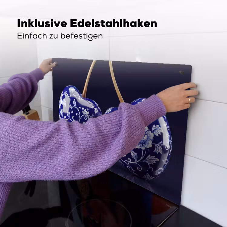 Porselein- Kersen - Delfts - Blauw Inductie beschemer met haakjes klein -ky-ophangen-de