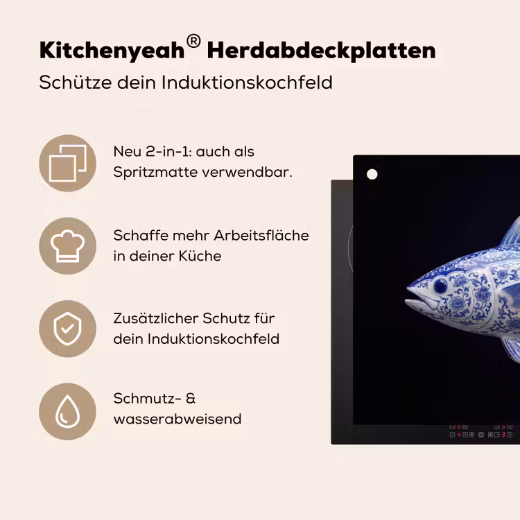 Porselein - Tonijn - Delfts - Blauw Inductie beschemer met haakjes klein -ky-usp-de