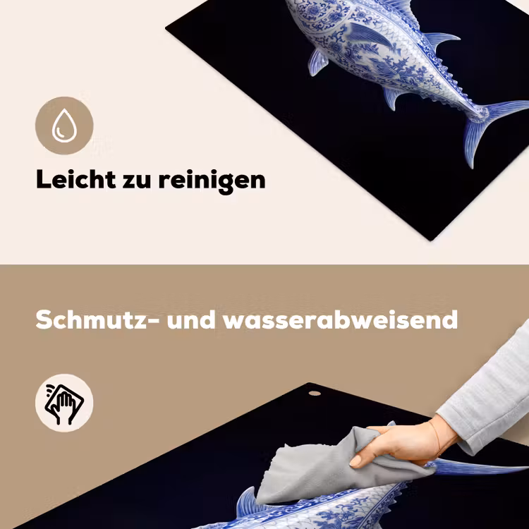 Porselein - Tonijn - Delfts - Blauw Inductie beschemer met haakjes klein -ky-schoon-de