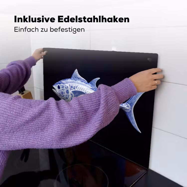 Porselein - Tonijn - Delfts - Blauw Inductie beschemer met haakjes klein -ky-ophangen-de