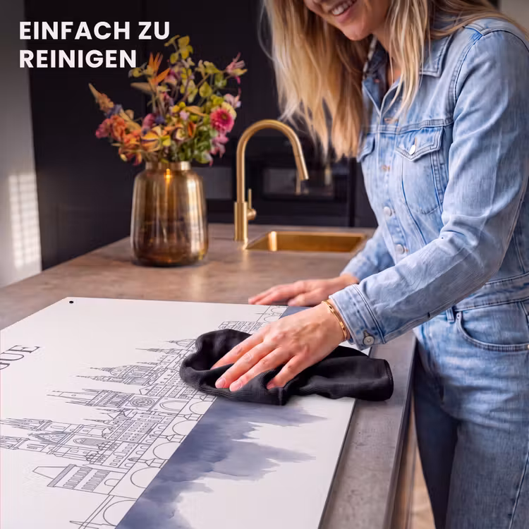 Praag - Skyline - Architectuur - Blauw Inductie beschemer met haakjes klein -ky-schoon-de