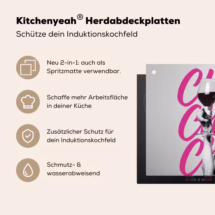 Cheers - Hond - Roze - Wijn Inductie beschemer met haakjes klein -ky-usp-de