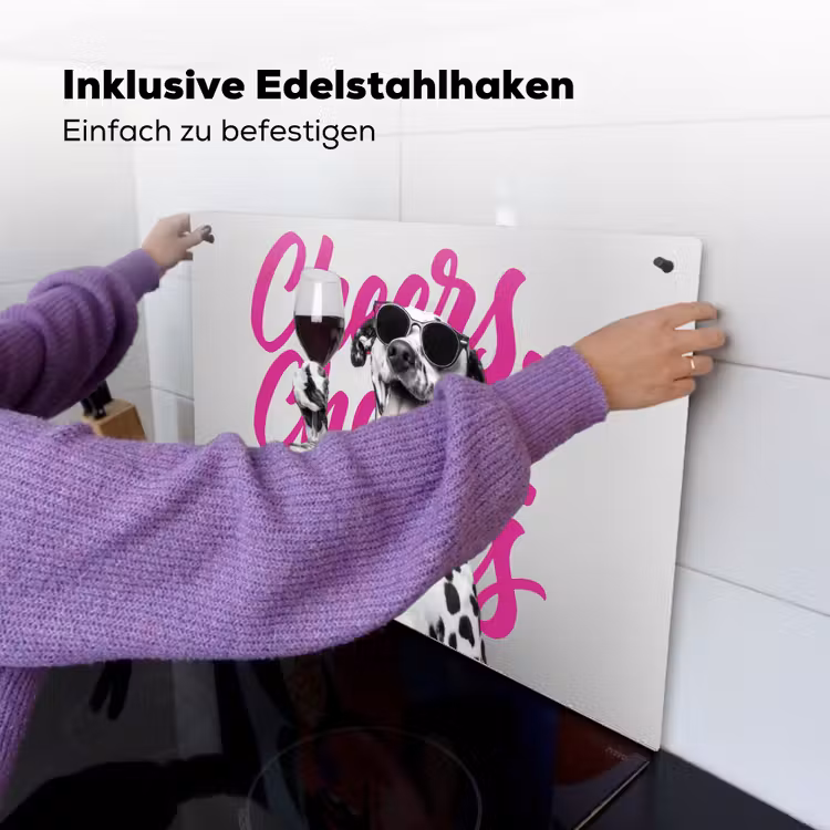 Cheers - Hond - Roze - Wijn Inductie beschemer met haakjes klein -ky-ophangen-de